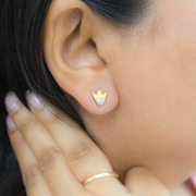 Lotus 1 micron gold plated silver earrings